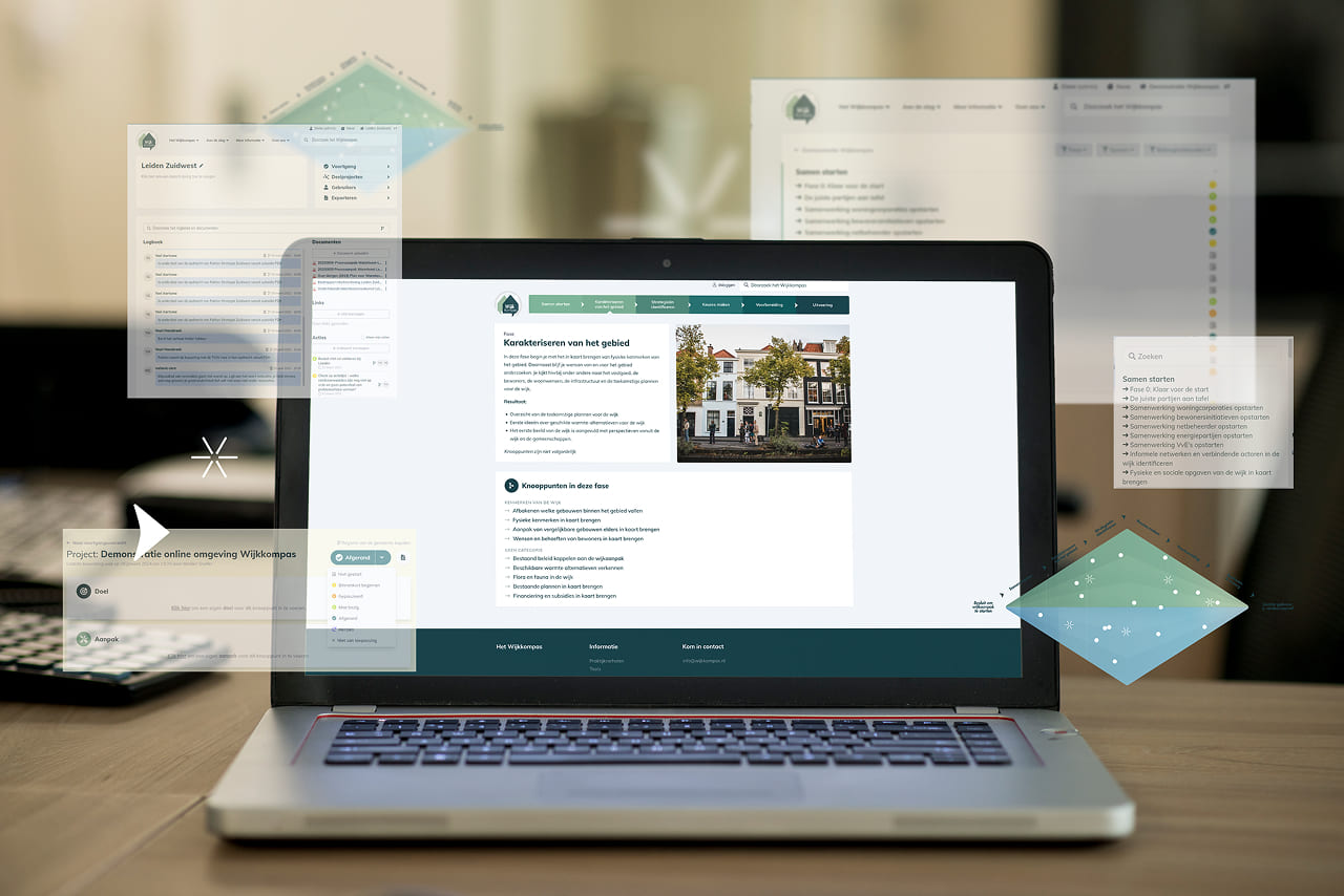 Wijkkompas op een laptop